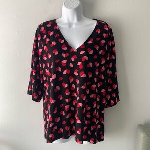 MICHAEL Michael Kors Split Sleeve BlouseㅣBlack Pink Red FloralㅣWomens LargeㅣEUC